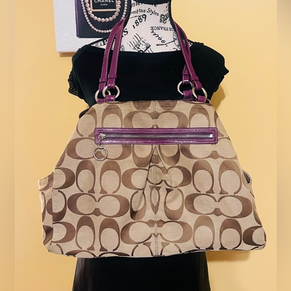 Coach Tan and Purple Signature Tote main image 8